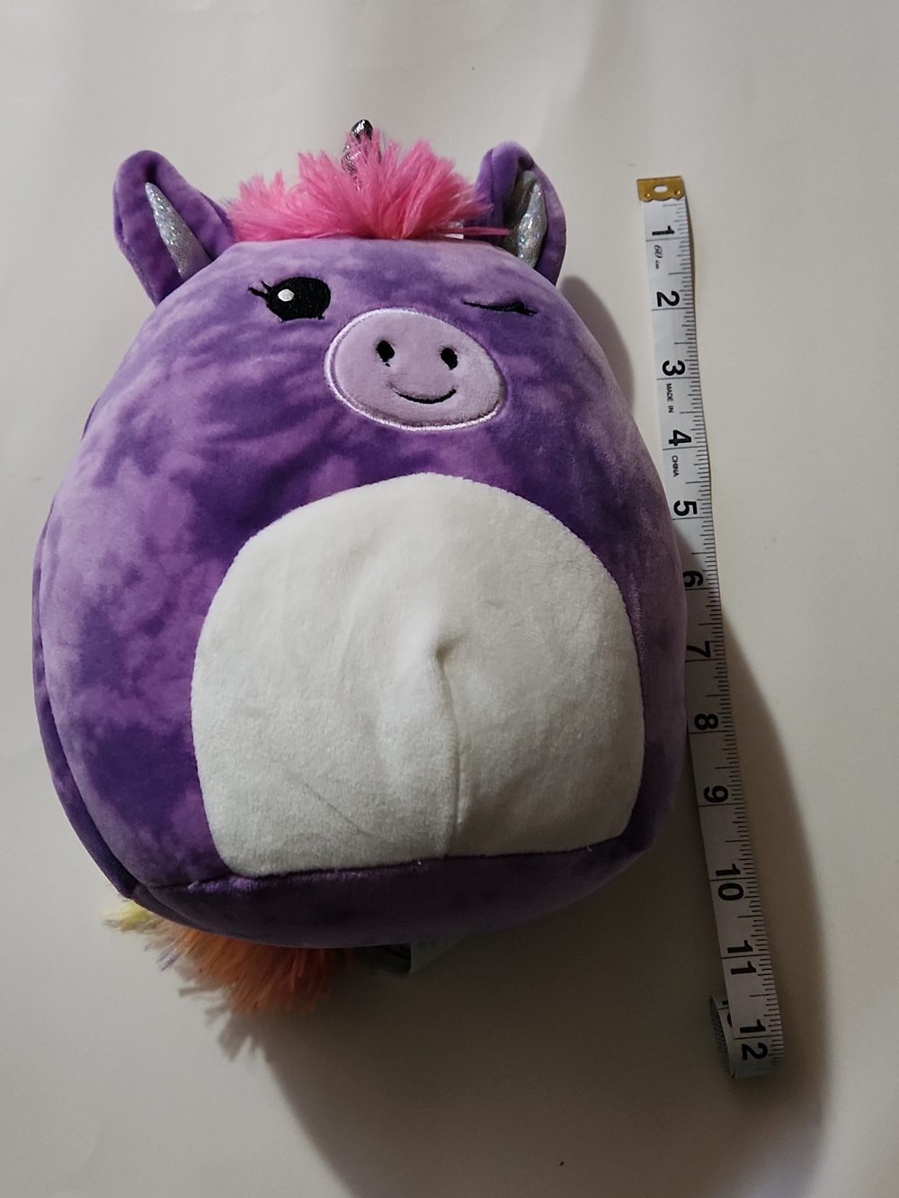 Squishmallows Purple Unicorn with Pink Mane and White Belly